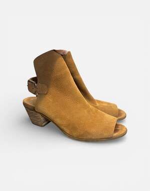 Lucky Brand Bray Buckle Slingback Peep Toe Leather Booties